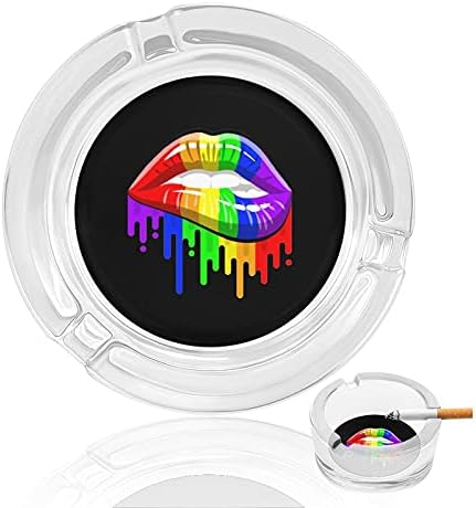 ЛГБТ Гей Гордост с Преливащи се цветове на Устните Цигара Пушачите Стъклени Пепелници Пепелник За Домашния Офис Плот Украса на