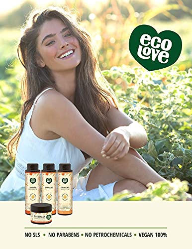 ecoLove - Натурален балсам, Шампоан и маска за суха, изтощена и боядисана коса - Без SLS и парабени - С натурален екстракт от Моркови