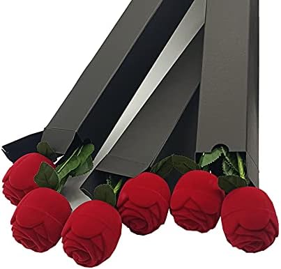 Liyoung 6 комплекта Кутия За Пръстени с Цветя, Рози, Златар Опаковка, Дисплей, Имитация на Годишнина от Сватбата за Приятелка на Жена, Ковчег