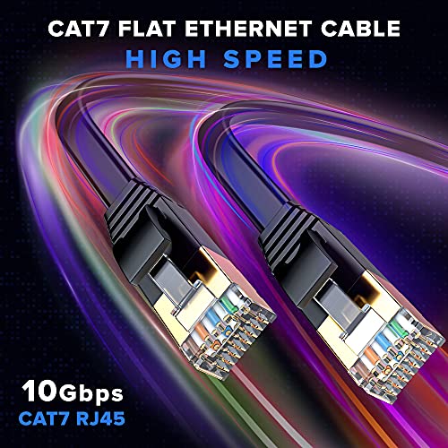 Кабел Cat 7 Ethernet дължина 1 фут е плосък, компактен дизайн, висока скорост на свързващ кабел за свързване към Интернет и локалната