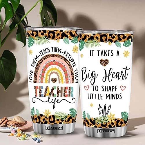 BECHUSKY Teacher Tumbler Подарък Благодарност на Учителите за Жени Чаша Седмица Благодарност на Учителите за Живота Виртуално Обучение Подарък