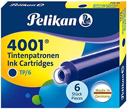 Касети с мастило Pelikan 4001 TP/6 за перьевых дръжки, кралско синьо, 0,8 мл, 6 опаковки (301176)