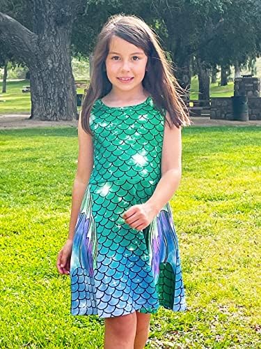 Смешна рокля на русалка за момичета, детски летни рокли без ръкави, сарафан за рожден ден, украшение на люлка 4-13 години
