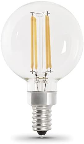 Електрическа лампа с нажежаема Жичка Feit 40 Вата, Еквивалентна G16,5 Канделябрам с регулируема яркост, Светодиодна лампа