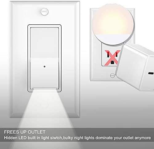 Стенен ключ за нощно осветление SOZULAMP, Комбиниран Електрически ключ нощно осветление с датчик от здрач до зори-Лесен за инсталиране-Безопасен