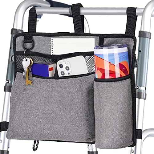 Чанта за ходунков NiHealth, Органайзер за съхранение на Аксесоари, Чанта за инвалидна количка с Подстаканником от плат Оксфорд, Водоустойчив
