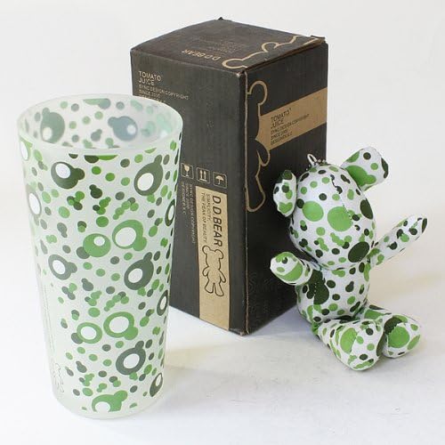 СИНХРОНИЗАЦИЯ - [Пузырчато-зелена] Стъклена чашка с плюшен мечок (височина 6,3 инча)