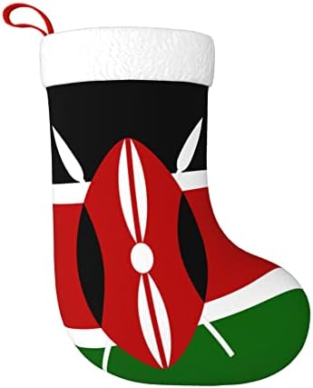 QG ZZX Коледни Чорапи с Бяла Супер Меки Плюшени белезници Флаг Кения, Коледни Чорапи, Коледни Украси Отглеждане