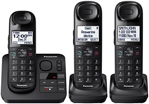 Безжичен телефон Panasonic Black с 3 тръби и телефонен секретар KX-TG3683B