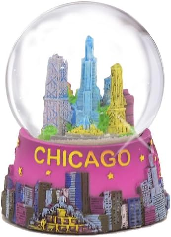 Чикаго Снежен Глобус 65 мм, 3.5 Инча Лилаво Чикагские снежни глобуси от колекцията Чикагских подаръци