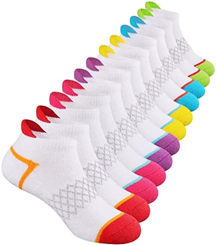 Comfoex 12 Чифта Чорапи За Момичета, Спортни Чорапи До Глезена, Памучни Спортни Чорапи С Мека Подметка За По-Големи За Малки Деца