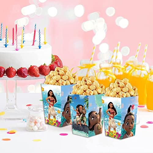 24 бр. Moana Party Favor Кутии за Пуканки, Кутия за Бонбони и Бисквити, Moana Аксесоари за Парти в чест на рождения Ден на Момичета