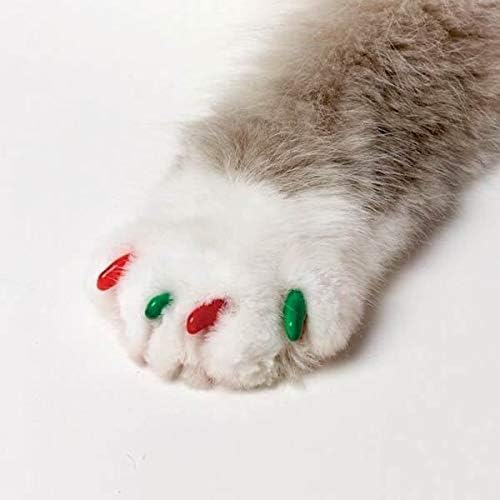 Меки нокти за котки, Размер Среден, Цвят на Празничната (Червен и зелен)