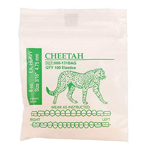 Американски Ортодонтски дъвка Wildlife Cheetah | Сверхтяжелые 8 грама, размер 3/16 инча, 100 опаковки в кашон, 10 000 каучук | Произведено