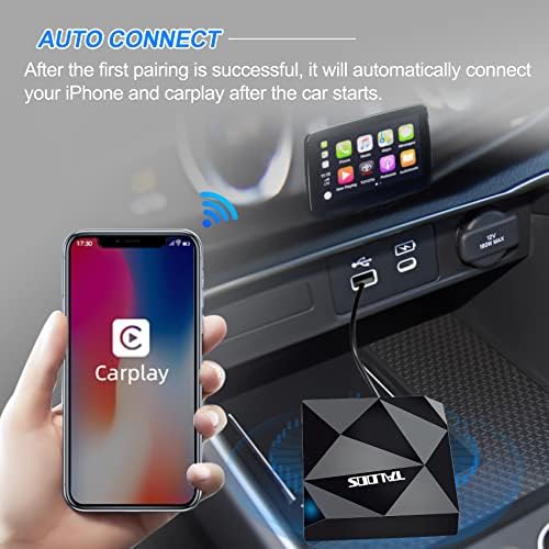 TALOOS Безжичен адаптер CarPlay за iPhone, 2023 най-Новият безжичен автомобилен ключ Apple Play за OEM-жични автомобили CarPlay