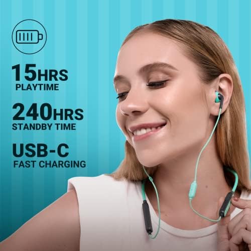 233621 Слушалки Wave Bluetooth с шейным ръб, време на възпроизвеждане, 15 часа, безжични стерео слушалки с микрофон за потискане