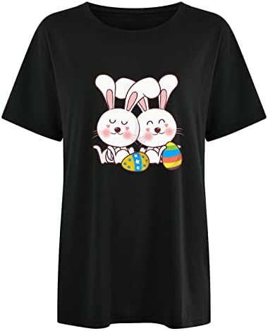 Летни Дамски блузи Y2K, Тениска с къс ръкав за Великден за Момичета, Тениска Оверсайз с Хубав принтом Заек, Свободна Туника, Блуза