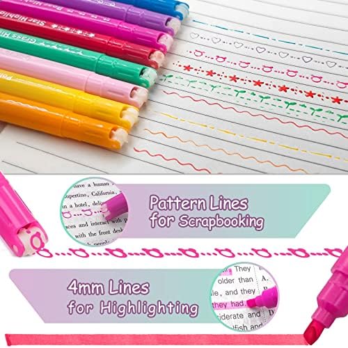 Комплект цветни дръжки-маркери HULIPARK 10шт включва 2 елемента маркери, химикалки с две топчета 8 форми и 10 цвята линии, сладък маркер