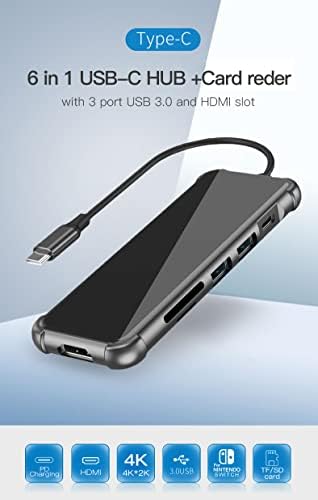 6в1 USB-C хъб + карта за разширяване на rdeer 4k 3.0 MacBook pro USB Адаптер за hdmi Port hub Докинг станция USB Аксесоари