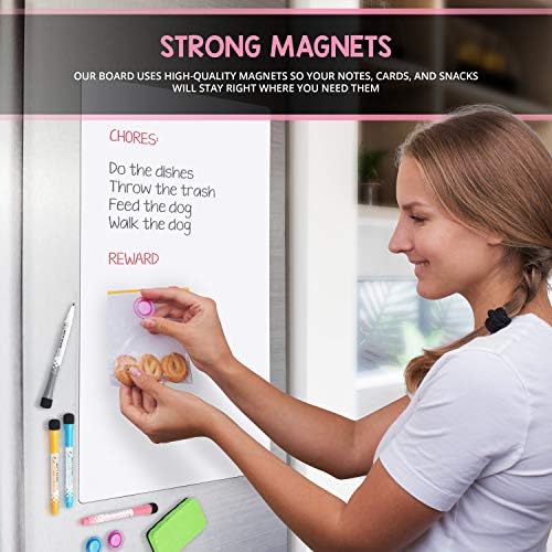 Магнитна дъска за хладилник - (Комплект от 2, 25x16 и 19x13 Магнитни листове) Магнитна дъска, сухо изтриване с Набор от