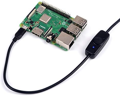 Низковольтный Лабораторен кабел Raspberry Pi Micro USB с превключвател за включване / изключване и син led за RPi модели A +, B +,