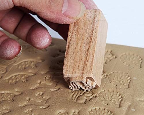 WellieSTR 16 Модел Ръчна Дърворезба, Дървени Печати за Печат DIY Глинена Керамика Печатни Блокове, Глинени Инструменти
