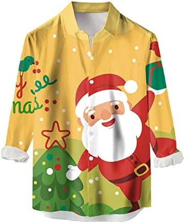 WYBAXZ Коледни Ризи за Мъже на S, Мъжки Ежедневни Ризи с Дълъг Ръкав, Есен-Зима, Коледа Риза с 3D Принтом, Модерен Топ, Блуза