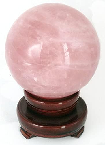 Естествен Розов Кварц Кристална Топка-Сфера на Изцеление 3,93 (100 мм) за Рейки, Гадаене, Фън-Шуй, Медитация, Баланс на Чакрите,