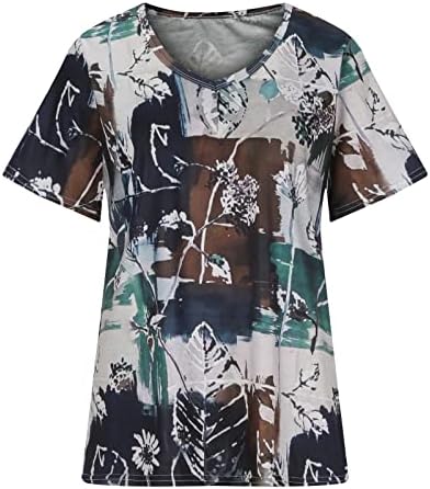 Лятна Есенна Блуза, Тениска за Момичета с Къс Ръкав 2023 Памук V Образно Деколте Графична Ежедневни Тениска JP JP