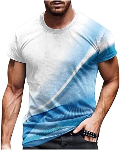 Дизайнерски Ризи за Мъже с 3D Цифрова Линия Печат, който е Кръгъл Отвор, Пуловер с Къс Ръкав, Блуза, Градинска Дрехи, Стръмни и Удобни