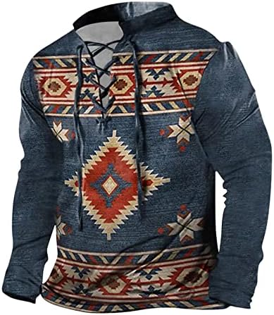RTTUIOP С Дълъг ръкав Плюс Размера на Модни Мъжки Ризи За Бягане, Зимни Aztec С V Образно деколте, Свободно Намаляване на Пуловер От