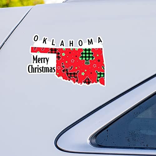 Коледни стикери стикери за домашно щата Оклахома Весела Коледа Карта Оклахома Стикер На Колата Коледна Украса Стикер На Прозореца Vinyl