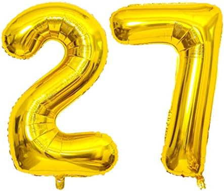 XLOOD Номер 27 Балони 32-инчов Цифров Балон Азбука 27 Балони на Рожден Ден на Фигура 27 Гелиевые Топки Големи балони за Парти по случай рождения