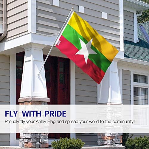 Флаг на Мианмар ANLEY Fly Breeze 3x5 фута - Ярък цвят и защита от избледняване - Платно надмощие с двойна миг - Знамена на Република