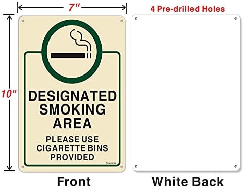 2 Опаковане на Знаци Място за пушене 10x7 инча Знак Пушенето разрешено Моля използвайте предоставените кошчета за цигари Знаци Метални Светлоотразителни