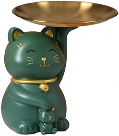 MMLLZEL Украса за съхранение Лъки Cat Ключ За работния плот Очарователна фигурка на Котка Съдбата Тава Статуя Декор Творчески Ярък тава от