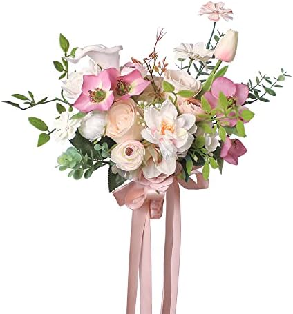 Сватбени букети от Опоплы за Булката и шаферките.11-Инчов розово изкуствени цветя.Булчински букет.Букети за шаферките на сватбата.Годишнина