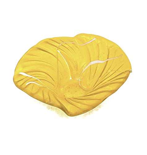 Декоративна Купа от Лимон-жълто, Переливающегося цвят Средата на века от Съвременното Разтопен Стъкло 8.25 инча