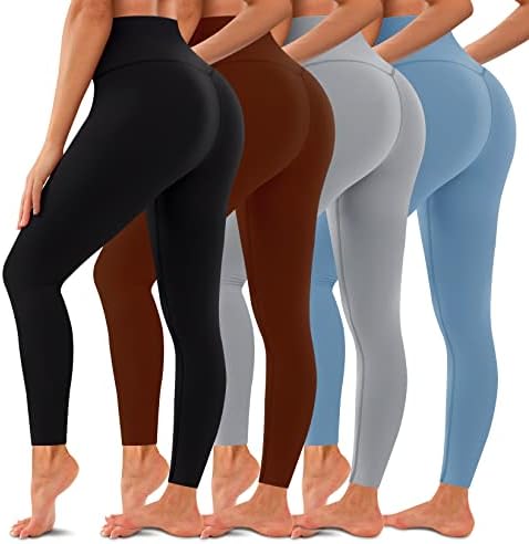 Laite Hebe 4 Опаковки Леггинсов с висока талия за жени - Меки Утягивающие Панталони за Йога с контрол на корема за тренировка