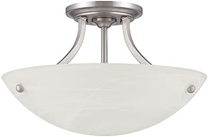 Модерна лампа Noble Home 2-Light с подово монтиране | Тавана лампа с абажуром от алебастрового стъкло | Подвесное осветление за хол,