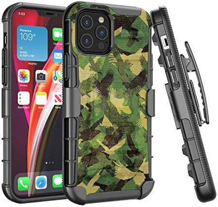 Калъф Ohiya е Съвместим с iPhone 12 Pro Max [Защита от военен клас, Ударопрочная сверхпрочная кобур-стойка, Защитен черен калъф за iPhone
