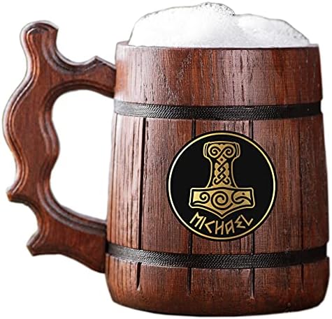 Чаша с чук Тора и Мьельниром. Една чаша от дърво на викингите. Норвежката Персонални Дървена Една чаша. Висококачествена дървена чаша. Подарък