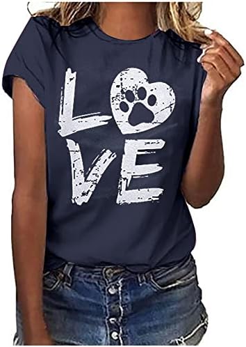 Лятна Есенна Тениска с Къс Ръкав за Момичета, Дрехи 2023 Г., Памучно Сърце, Любов, Графична Работа, Офис Забавно Блуза, Тениска за