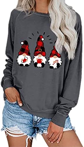 SAXIGOL Туристически Празничен Пуловер за Жени с Дълъг Ръкав в Ретро стил, Памук Пуловер Големи Размери, Графичен Еластичен