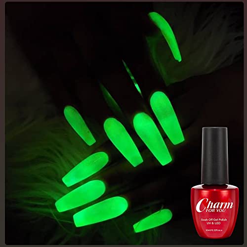 VERONNI Светещи В тъмното Лак за нокти Зелен Неонов Лак за нокти Флуоресцентно Ярък Цветен Гел За нокти с Блеснали Дълъг Светлинен ефект
