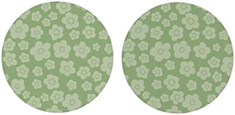 Цветя фисташково-Зелени Керамични подложки x 2,75 2,75 за кола за Опаковка от 2 броя