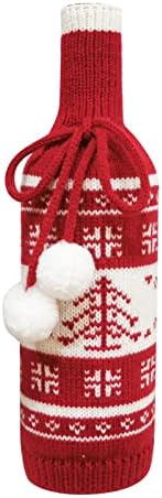 Коледен Комплект Трикотажни Бутилки Вино във формата на Снежинки, Творчески Пуловер, Набор от Червено Вино, Празнична Украса, Чаши За