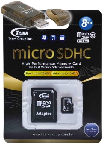 Високоскоростна карта памет microSDHC Team 8GB Class 10 20 MB/Сек. Невероятно бърза карта за Blackberry Curve 8900 9530. В комплекта