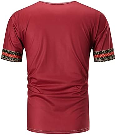 2023 Нов Летен Плажен Отдих Туризъм Етнически Стил V Образно Деколте Тениска с Къс Ръкав за Мъже Голяма Тениска за Мъже
