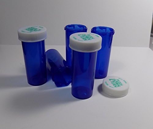 Пластмасови Рецепта флакони по 50 опаковки с капаци -Кобальтово-Син - Най-малкият размер на 6 драхмата-Нов